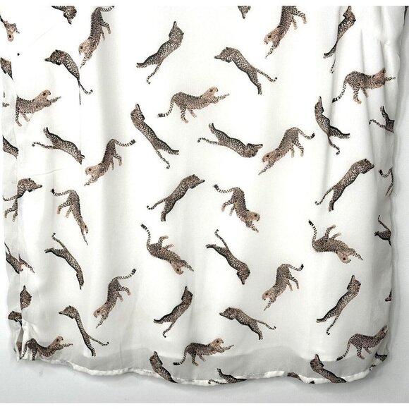 Vera Moda Blouse Women Size L White Lined Leopards Animal Print Pullover Top - Picture 4 of 8